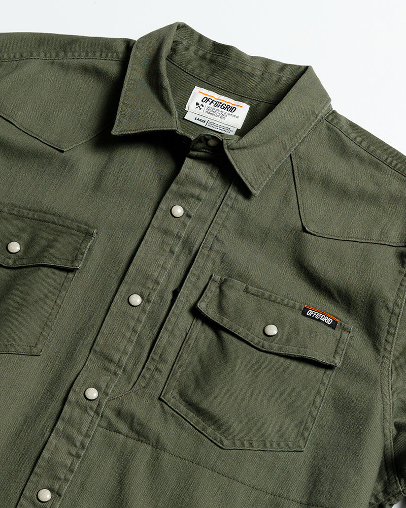 Earl Denim Shirt - Dusty Olive