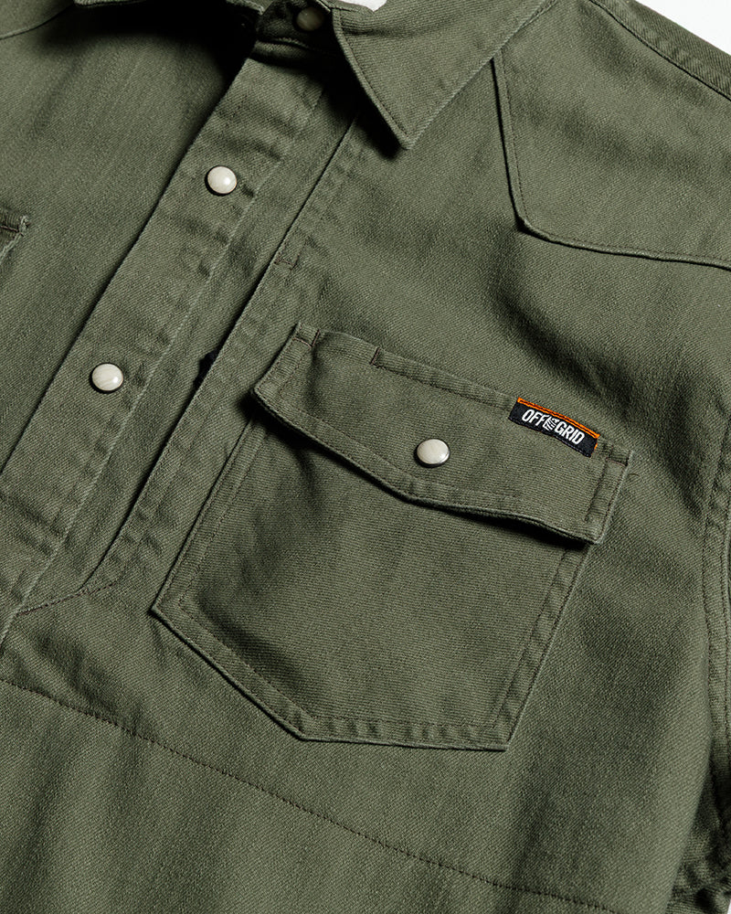 Earl Denim Shirt - Dusty Olive